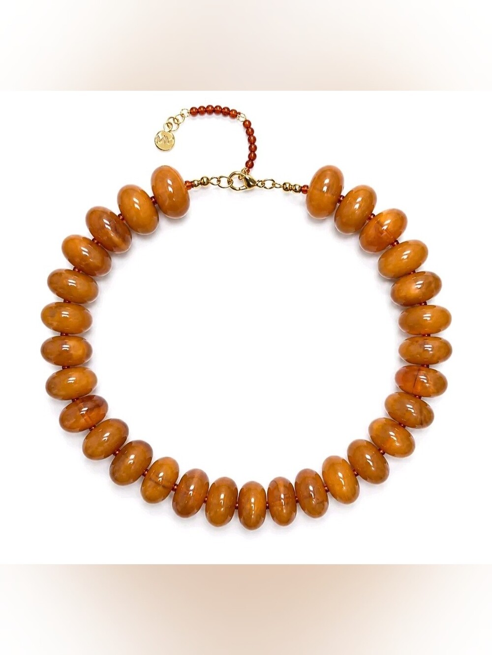 Mayamar Brown Agate Oval Bead Necklace NWT + Pouch